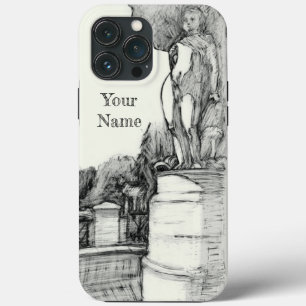 Oude fontein in het park met beeldhouwjongen Case-Mate iPhone case