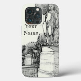 Oude fontein in het park met beeldhouwjongen Case-Mate iPhone case