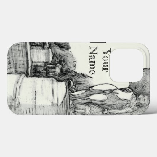 Oude fontein in het park met beeldhouwjongen Case-Mate iPhone case (Achterkant (horizontaal))
