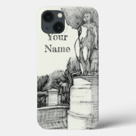 Oude fontein in het park met beeldhouwjongen Case-Mate iPhone case