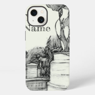 Oude fontein in het park met beeldhouwjongen iPhone 13 hoesje