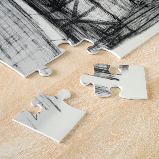 Oude fontein in het park met beeldhouwjongen legpuzzel (Zijkant)