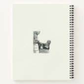 Oude fontein in het park met beeldhouwjongen notitieboek (Achterkant)