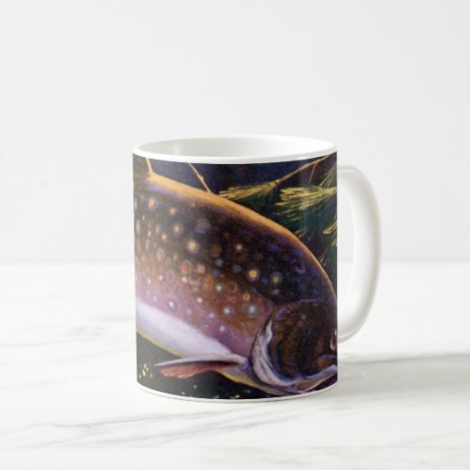 Oude forelvisser, sportvissen koffiemok (Voorkant rechts)