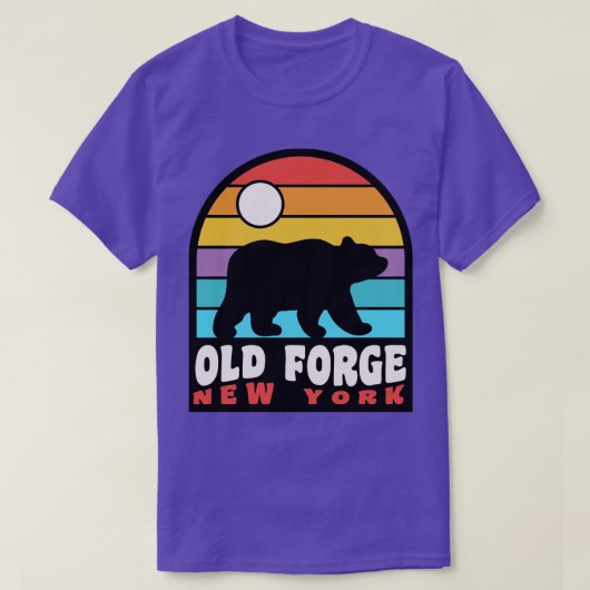 Oude Forge NY Adirondacks Beer Badge Retro Sunset T-shirt (Design voorkant)