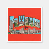 Oude Fort Worth TX ansichtkaart servetten (Voorkant)