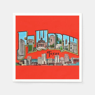 Oude Fort Worth TX ansichtkaart servetten