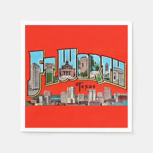 Oude Fort Worth TX ansichtkaart servetten (Voorkant)