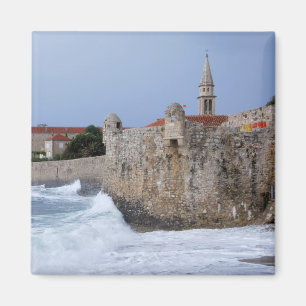 Oude Fortress Budva op Montenegro Square Magnet
