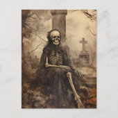 Oude foto-decoupage van skelet briefkaart (Voorkant)
