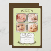 Oude foto quad 5x7" limoen geboorteaankondiging aankondiging (Voorkant / Achterkant)