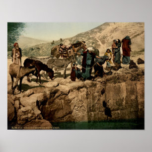 Oude foto van Bedouins in het Heilige Land Poster