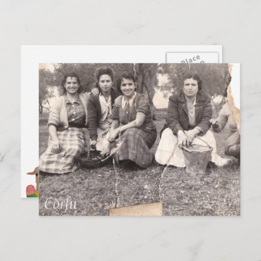 Oude foto van Corfu Briefkaart (Voorkant / Achterkant)