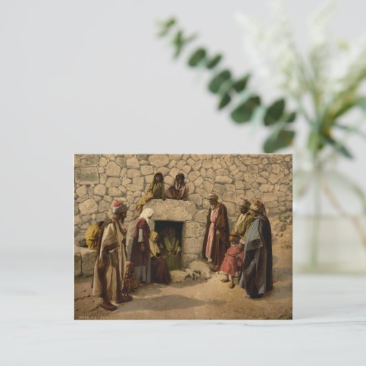 Oude foto van de tombe van Lazarus in Bethany Briefkaart (Staand voorkant)