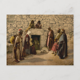 Oude foto van de tombe van Lazarus in Bethany Briefkaart