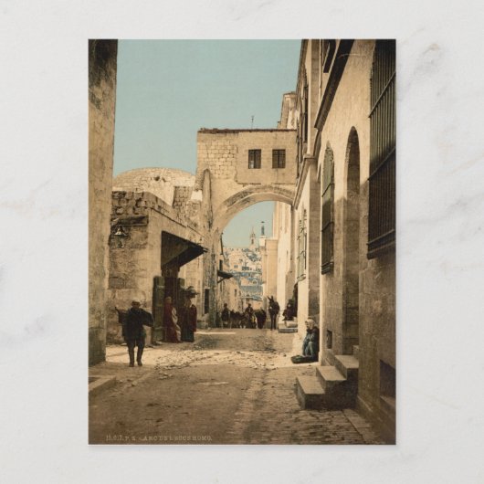 Oude foto van de Via Dolorosa in Jeruzalem Briefkaart (Voorkant)
