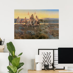 Oude foto van inheemse Amerikanen, Piegans door CM Poster