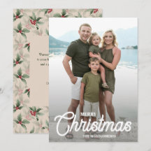 Oude foto van kerst met hulstbessen Merry Christma