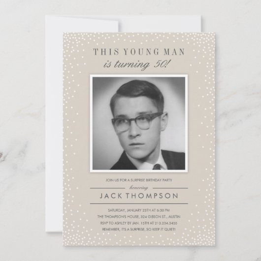 Oude foto verjaardagsuitnodigingen - Slate Sparkle Kaart (Voorkant)