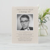 Oude foto verjaardagsuitnodigingen - Slate Sparkle Kaart (Staand voorkant)