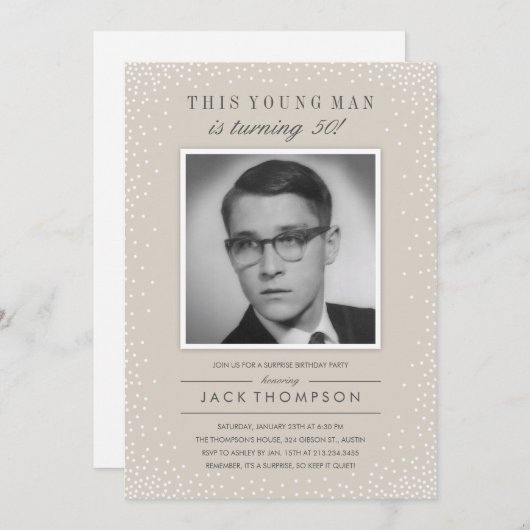 Oude foto verjaardagsuitnodigingen - Slate Sparkle Kaart (Voorkant / Achterkant)