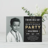 Oude foto volwassen verjaardagsfeestje uitnodiging (Staand voorkant)