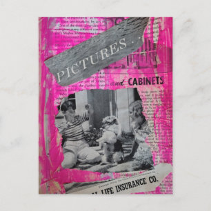 Oude foto's Kinderen en Hond Collage Briefkaart