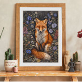 Oude Fox Floral Art Poster | Bosdier