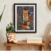 Oude Fox Floral Art Poster | Bosdier