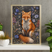 Oude Fox Floral Art Poster | Bosdier