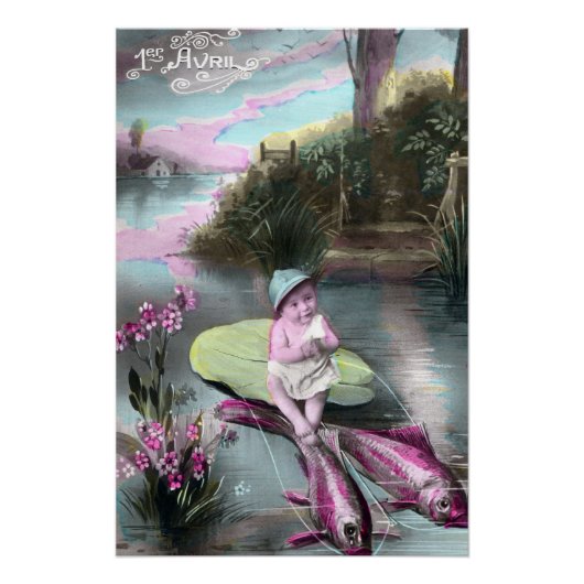 Oude Franse 1 april-prentbrief Perfect Poster (Voorkant)