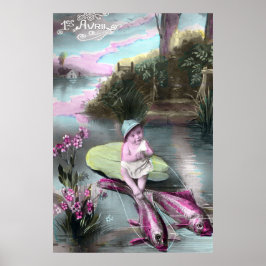 Oude Franse 1 april-prentbrief Poster