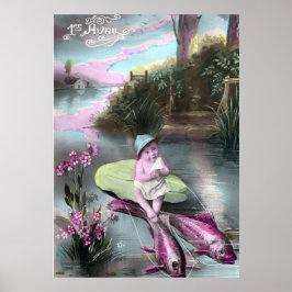 Oude Franse 1 april-prentbriefkaart Poster