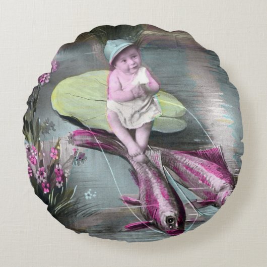 Oude Franse 1 april-prentbriefkaart Rond Kussen (Voorkant)