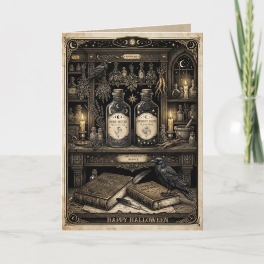 Oude Franse Apotheek Halloween Kaart (Voorkant)