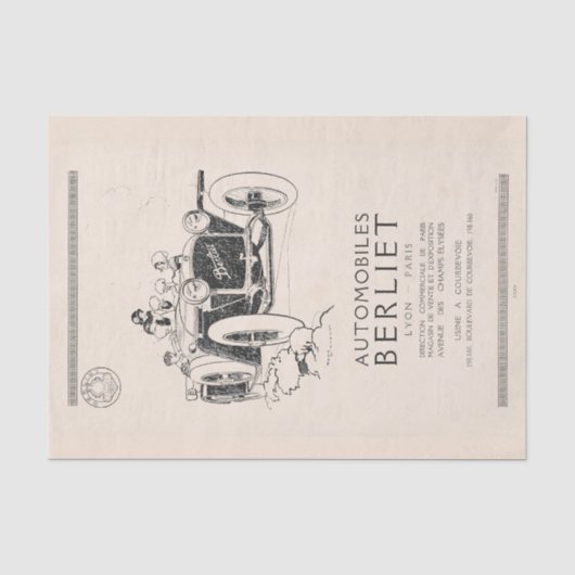 Oude Franse auto-automobiel-advertentie Decoupage Tissuepapier (Voorkant)