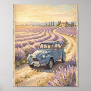Oude Franse Auto in Lavendelveld Poster Prov