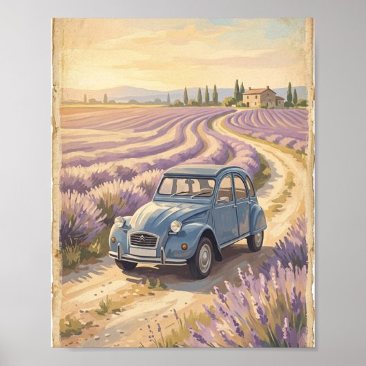 Oude Franse Auto in Lavendelveld Poster | Prov (Voorkant)