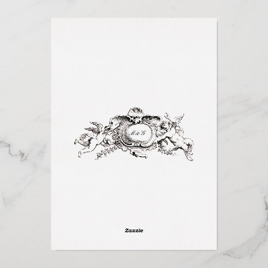 Oude Franse Barok Rococo Bruiloft Folie Uitnodiging (Achterkant)