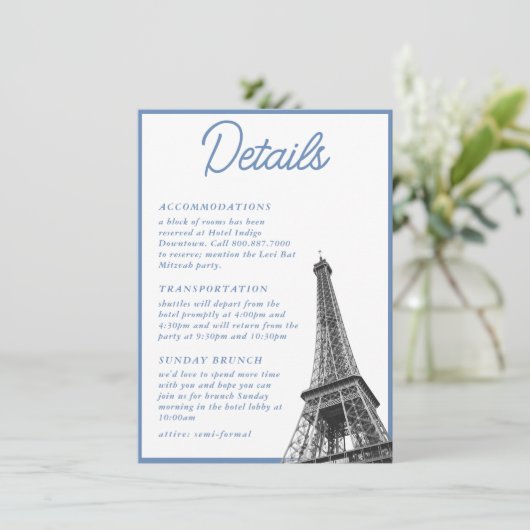 Oude Franse Bat Mitzvah Details Bijlagekaart Kaart (Staand voorkant)