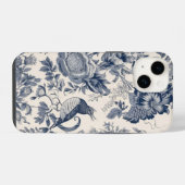 Oude Franse blauwe toile fleurie iPhone Hoesje (Achterkant horizontaal)