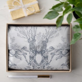 Oude Franse Blauwe Toile Pauw Botanische Boerderij Tissuepapier (Geschenk)