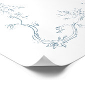 Oude Franse Blauwe Trouwframe Welkom Poster (Hoek)