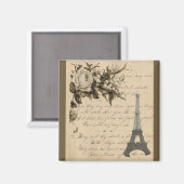 Oude Franse bloemen en Eiffeltoren Magneet (Voorkant / Achterkant)