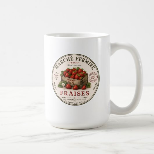 Oude Franse boerenmarkt aardbeien Koffiemok (Rechts)