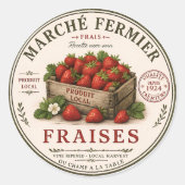 Oude Franse boerenmarkt aardbeien Ronde Sticker (Voorkant)