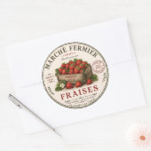 Oude Franse boerenmarkt aardbeien Ronde Sticker (Envelop)