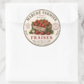 Oude Franse boerenmarkt aardbeien Ronde Sticker (Tas)