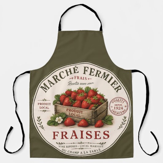 Oude Franse boerenmarkt aardbeien Schort (Voorkant)