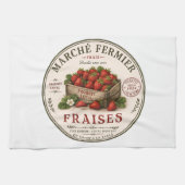 Oude Franse boerenmarkt aardbeien Theedoek (Horizontaal)